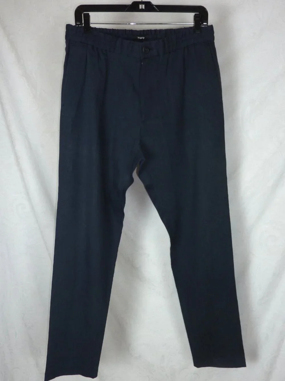 THEORY Men's 34 NAVY BLUE LINEN DRAWSTRING PANTS 34/31 Bloomingdales